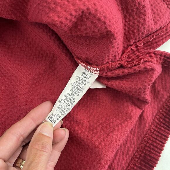 LL Bean Wide Whale Corduroy Relaxed Comfort Shirt S Red Shacket cabincore boho - Picture 7 of 13